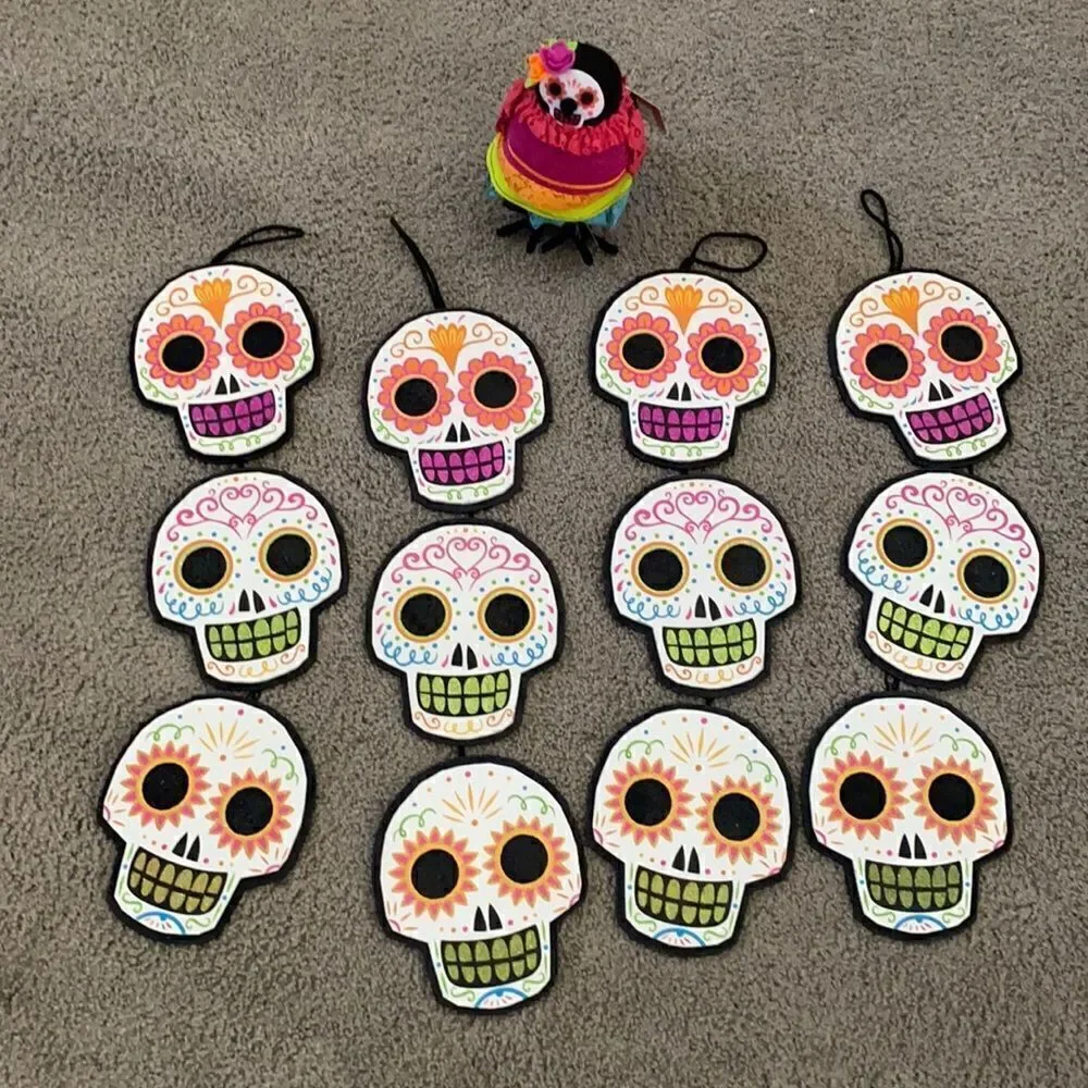 Halloween Decor Bundle Sugar Skull Wall Signs and Skull Bird! All NEW items
